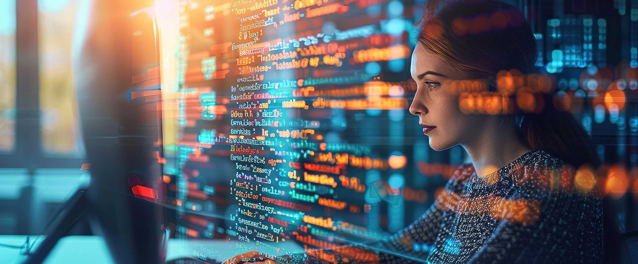 Eine Frau arbeitet am Computer. 